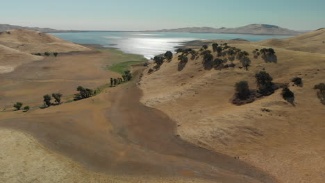 Aerial-of-San-Luis-Reservoir-During-Midday