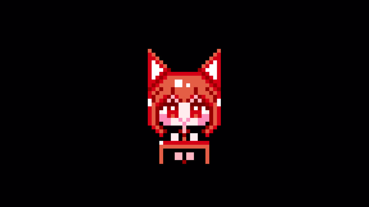 Pixel Cat girl sit at a desk short hair Looping animation. 1080p (4).mov