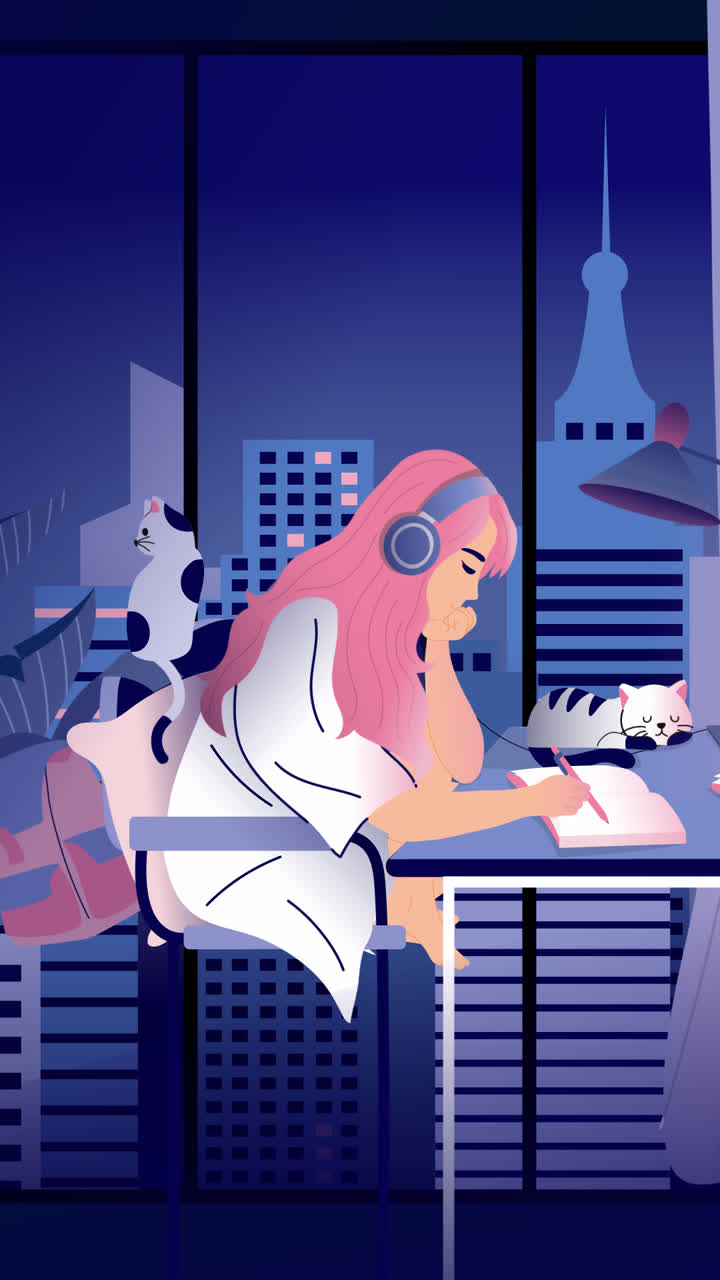 Night Study Session with City View