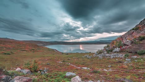 Un-Paisaje-Desolado-De-Tundra-Otoñal-A-Orillas-Del-Fiordo-Noruego