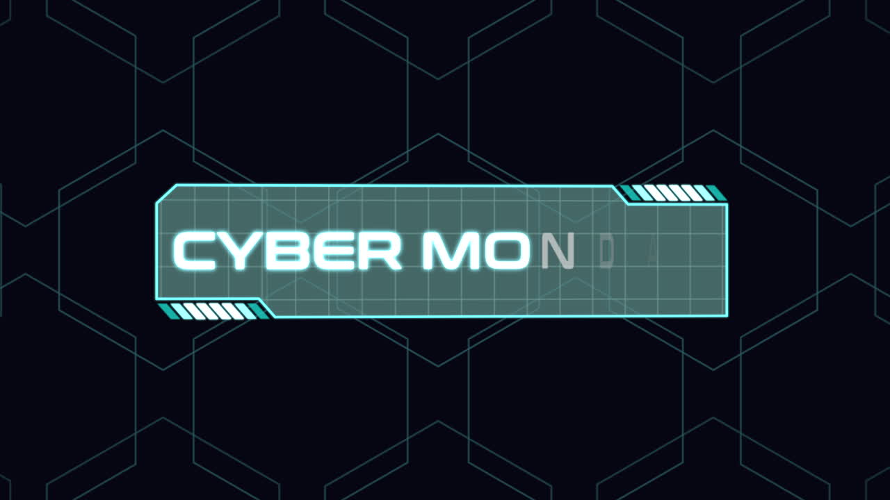 Cyber Monday på computerskærm med HUD-elementer og gitter