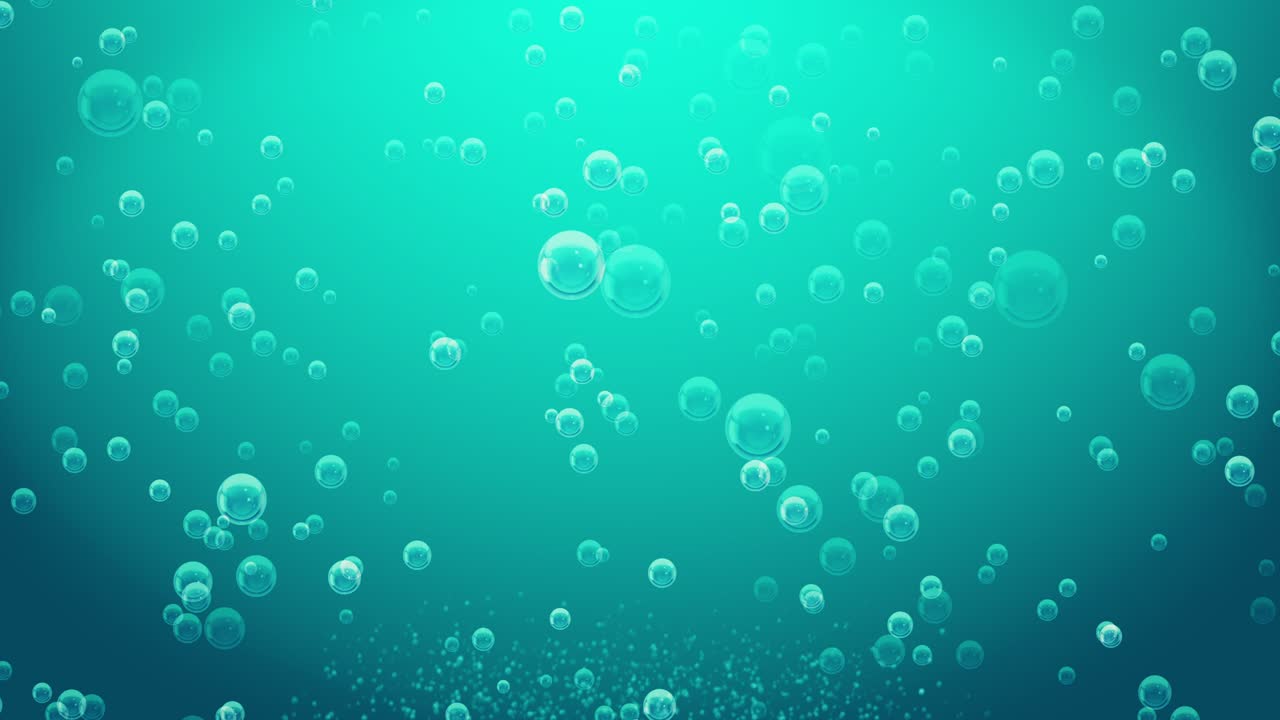 Effervescences bubbles light blue in light blue background, Loop