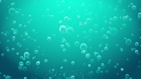 effervescences bubbles light blue in light blue background, loop