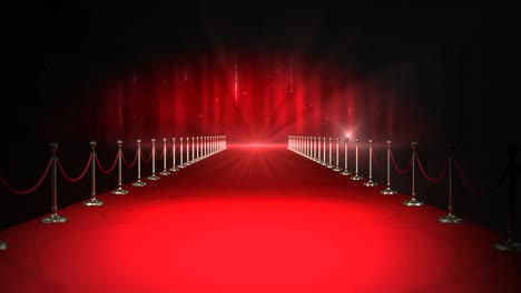 Animation-of-gold-zigzag-pattern-over-camera-flashes-and-red-carpet-venue