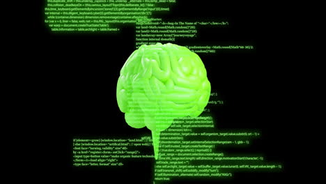 animación del cerebro de la ia y procesamiento de datos sobre fondo negro
