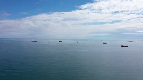 petroleum tankers aerial drone shot mediterranean sea