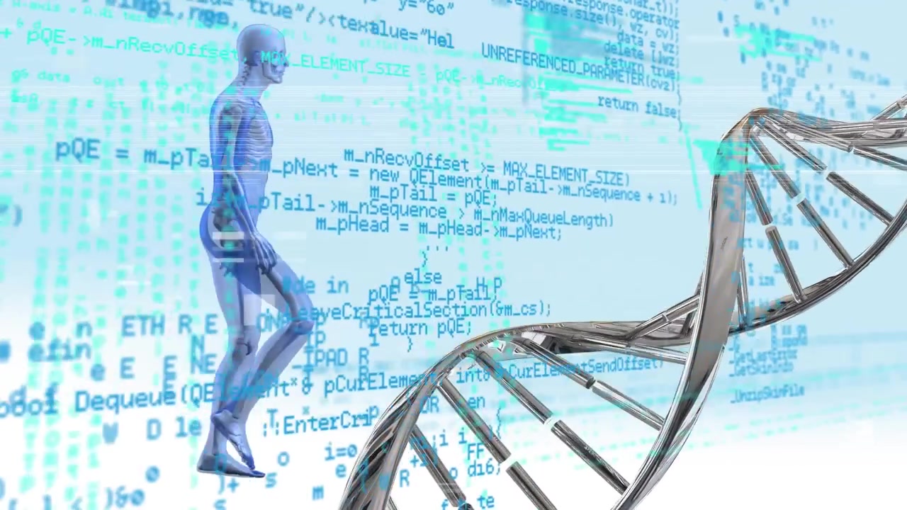 Animation of screen with data processing over and surgeon