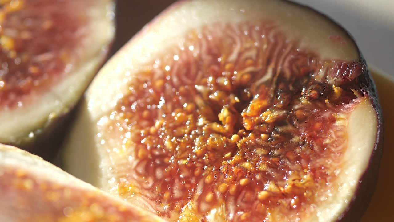 Close up of a sliced fig