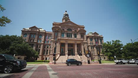 wide angle shot of the tarrant county courthouse in fort worth, texas