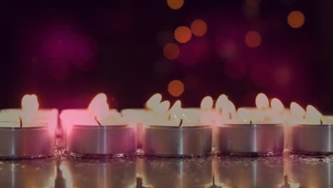 animación de velas de luz de té con manchas de luz parpadeantes