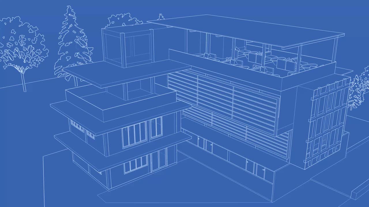 루프로 된 건물 드로잉