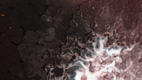 white liquid swirling with a dark substance in a close-up view, creating an organic abstract pattern