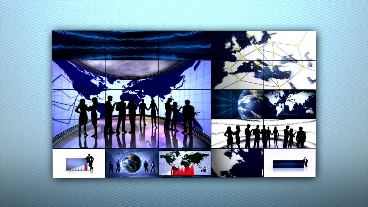 비즈니스 몬태지 배경, 지구 및 그래프, 애니메이션