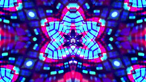 infinito bucle colorido túnel giratorio de parpadeo brillante brillo azul rojo neón caleidoscopio. 4k sectores de túnel digital abstracto. ciber colorido led pared y luz brillo animación giratoria. bucle de vj geométrico.