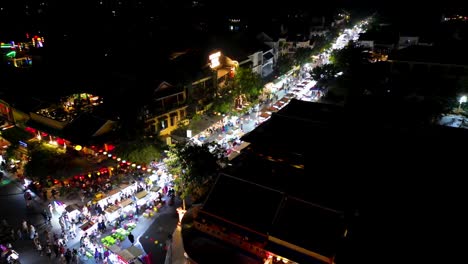 aerial view of hoi an night market at night