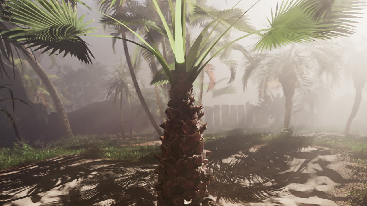 종려나무 가 있는 열대 숲