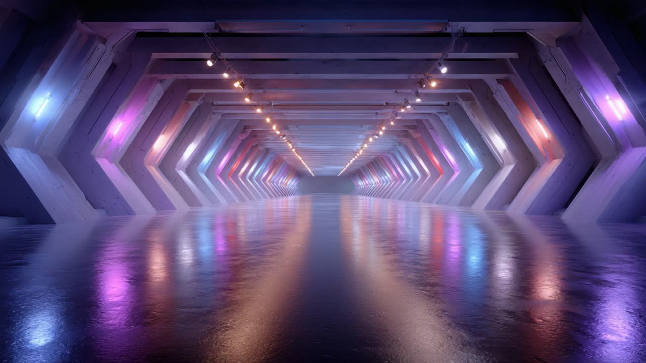 A Stunning Visual Journey Through an Aesthetically Designed Modern Space Featuring Vibrant Lighting and Reflections, Ideal for Creative Projects and Artistic Showcases