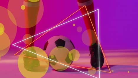animación de jugador de fútbol masculino sobre formas