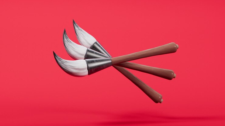 Ancient Chinese brush, 3d rendering.