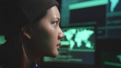 woman hacker profile view