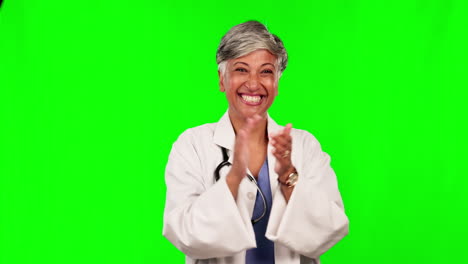 Green-screen,-senior-happy-woman