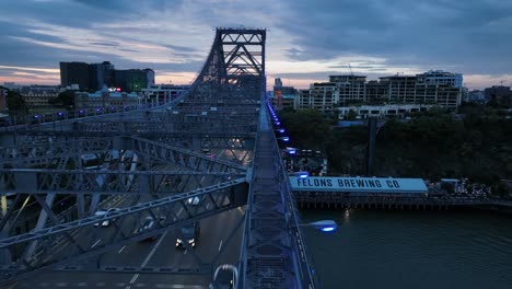 aerial shot from above brisbane city story bridge walkway