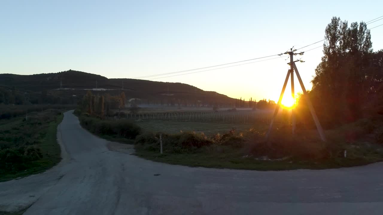 el amanecer sobre un viñedo