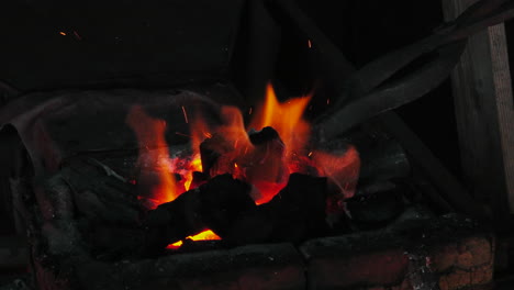 charcoal forge with burning coal