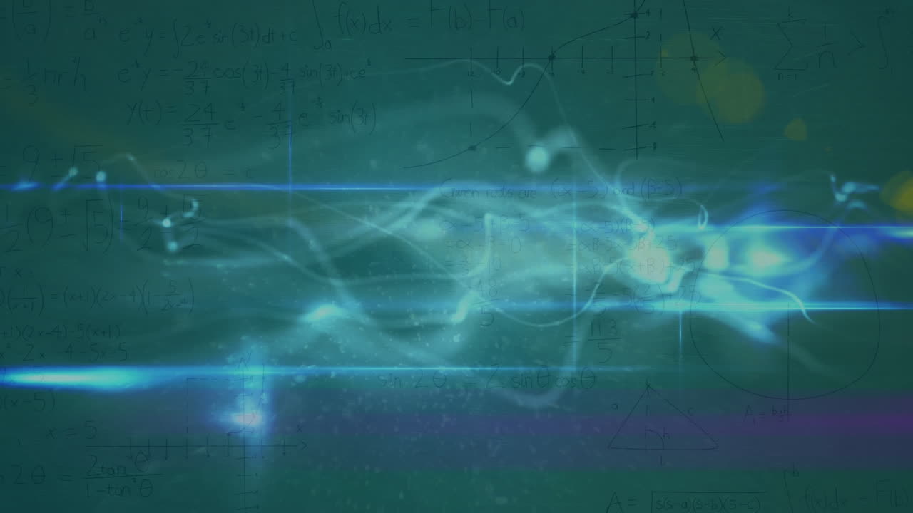 어두운 배경에 있는 지구상의 데이터 처리 및 파동의 애니메이션