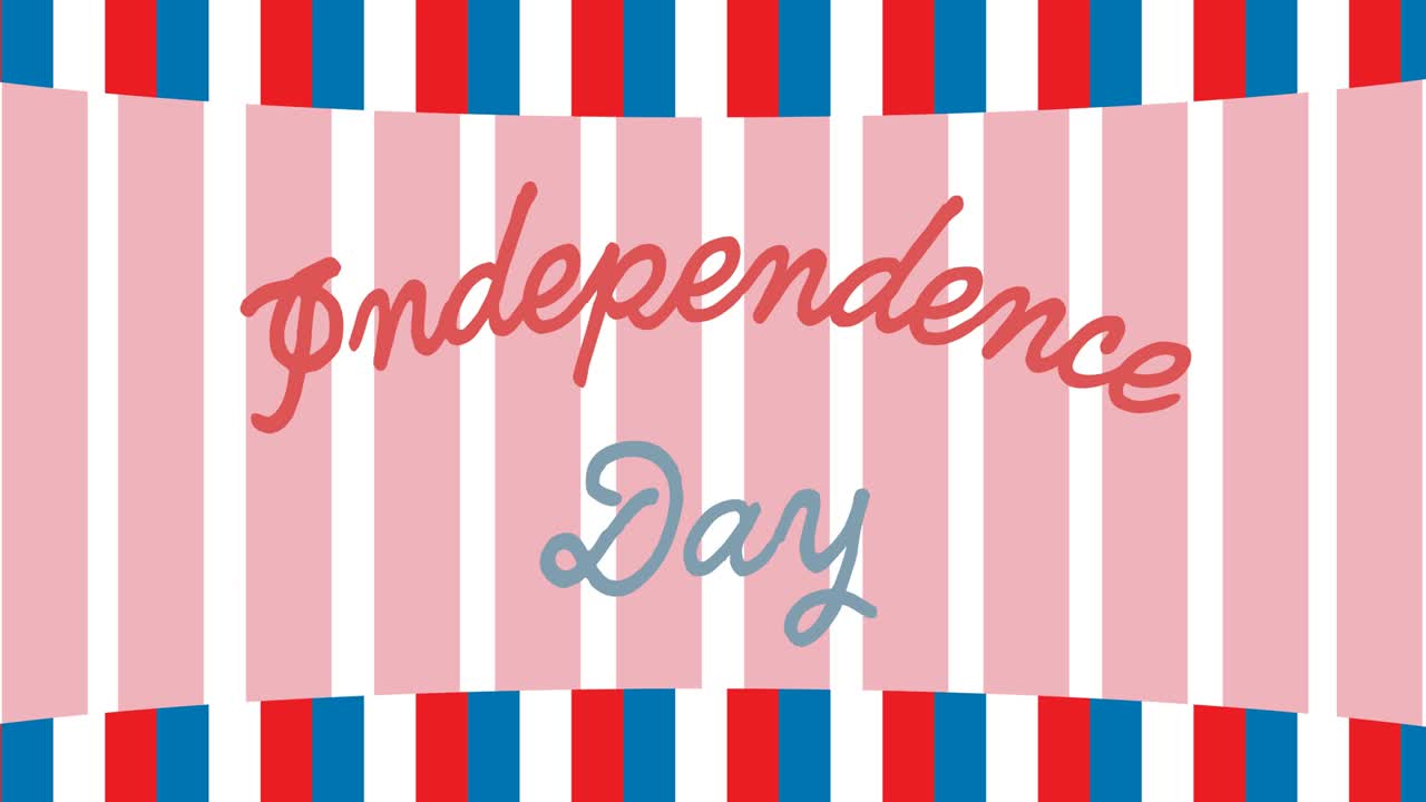 미국 국기 줄무 ⁇  위에 있는 독립기념일 텍스트의 애니메이션