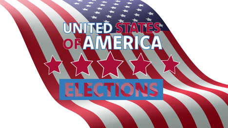 animation of united states of america elections text over flag of usa