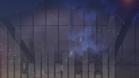 Animación-Del-Procesamiento-De-Datos-Financieros-Sobre-El-Paisaje-Urbano