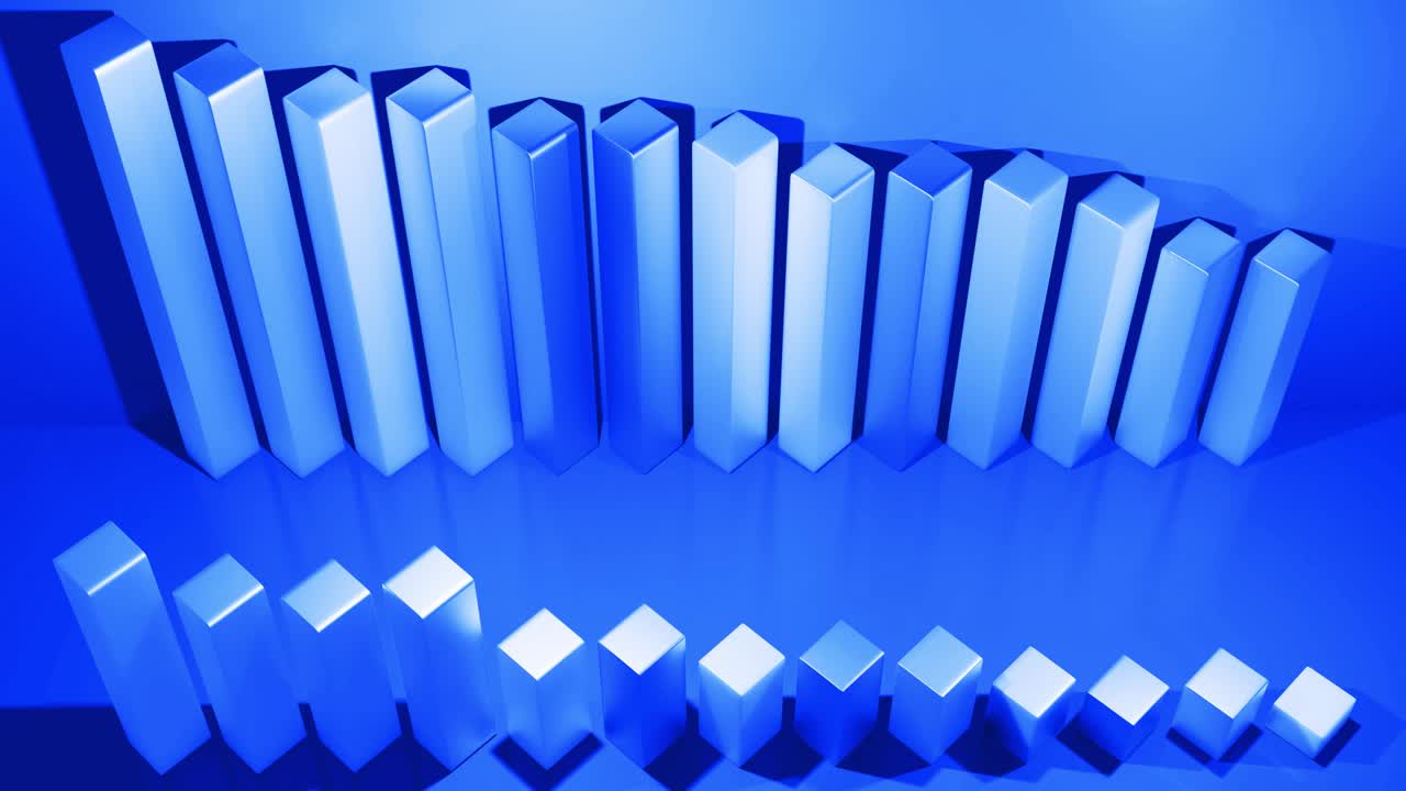 columnas abstractas como fondo de bucle abstracto para programas analíticos y transmisiones de noticias. fondo geométrico 3d como infografías abstractas. visualización de datos estadísticos en azul.