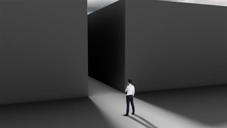 미로의 입구에 있는 사업가
