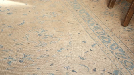 dusty beige rug with blue design