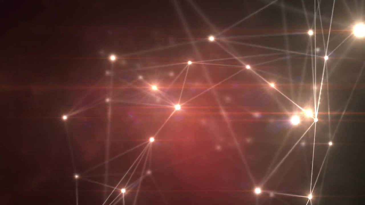 Animation of glowing light spots with connections moving over black background