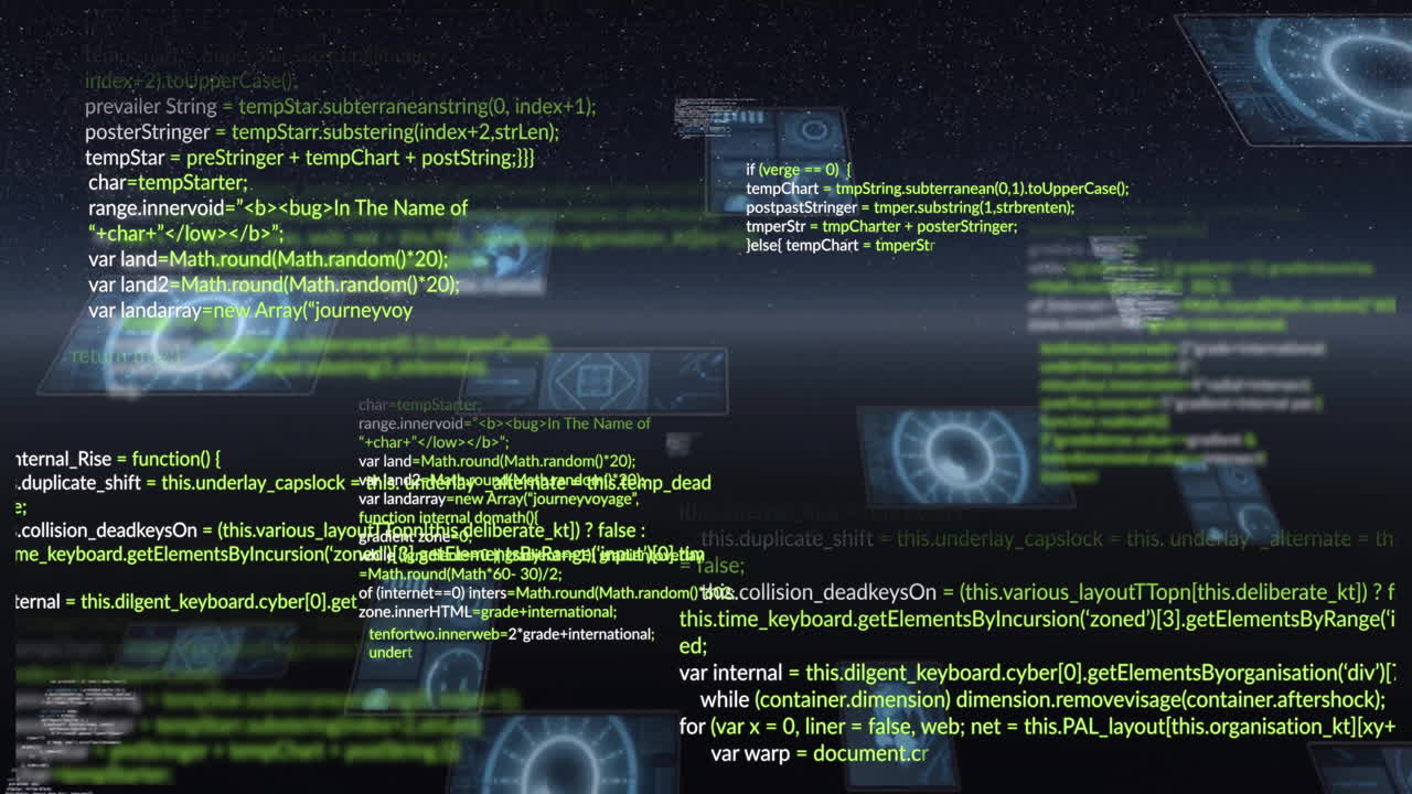 kod programowania i animacja przetwarzania danych za pomocą interfejsu cyfrowego z wykresami