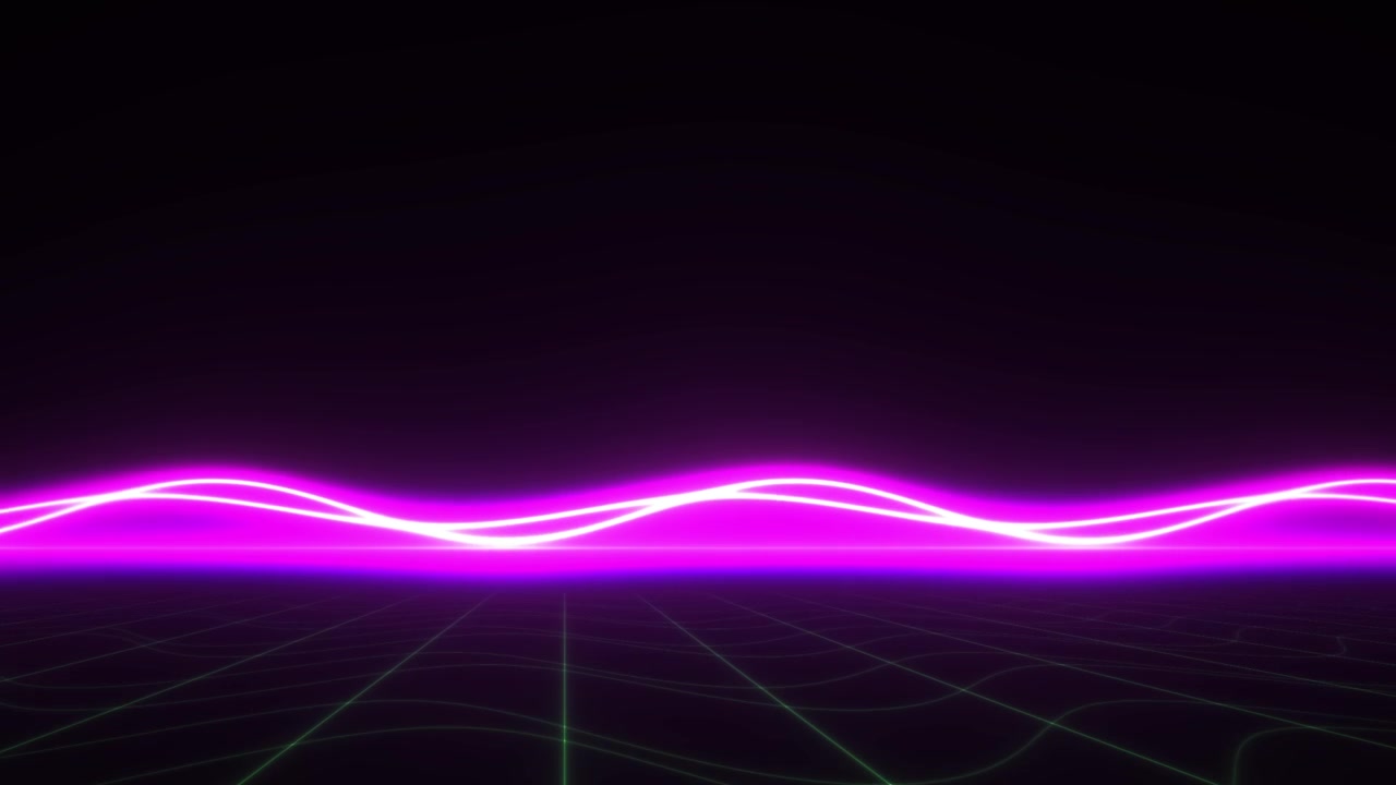 Seamless Loop of Glowing Magenta Wave on Retro Digital Grid