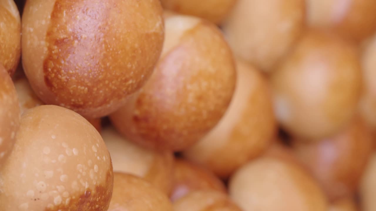 Close up of golden brown buns