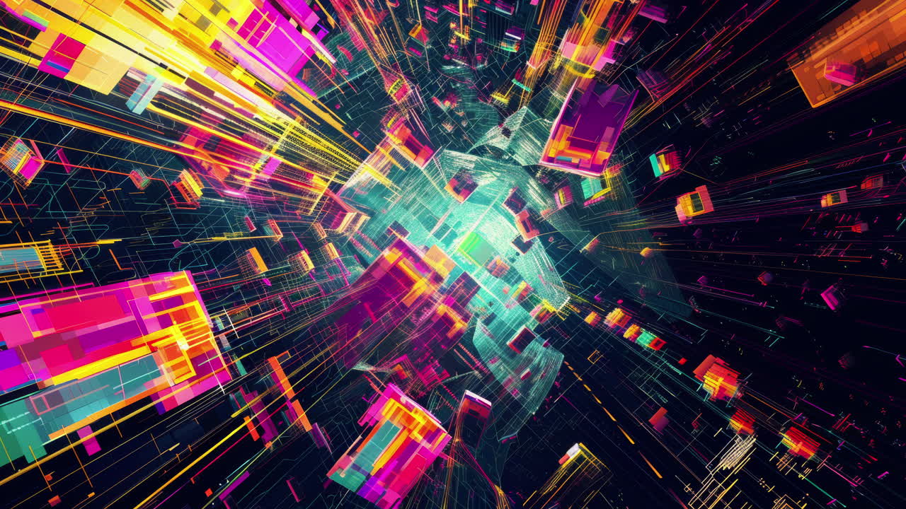 abstrakte stadtszene von daten und code, die mit generativer ai erstellt wurden