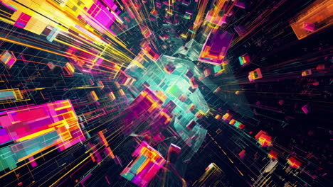 escena de la ciudad abstracta de datos y código hecho con ai generativo