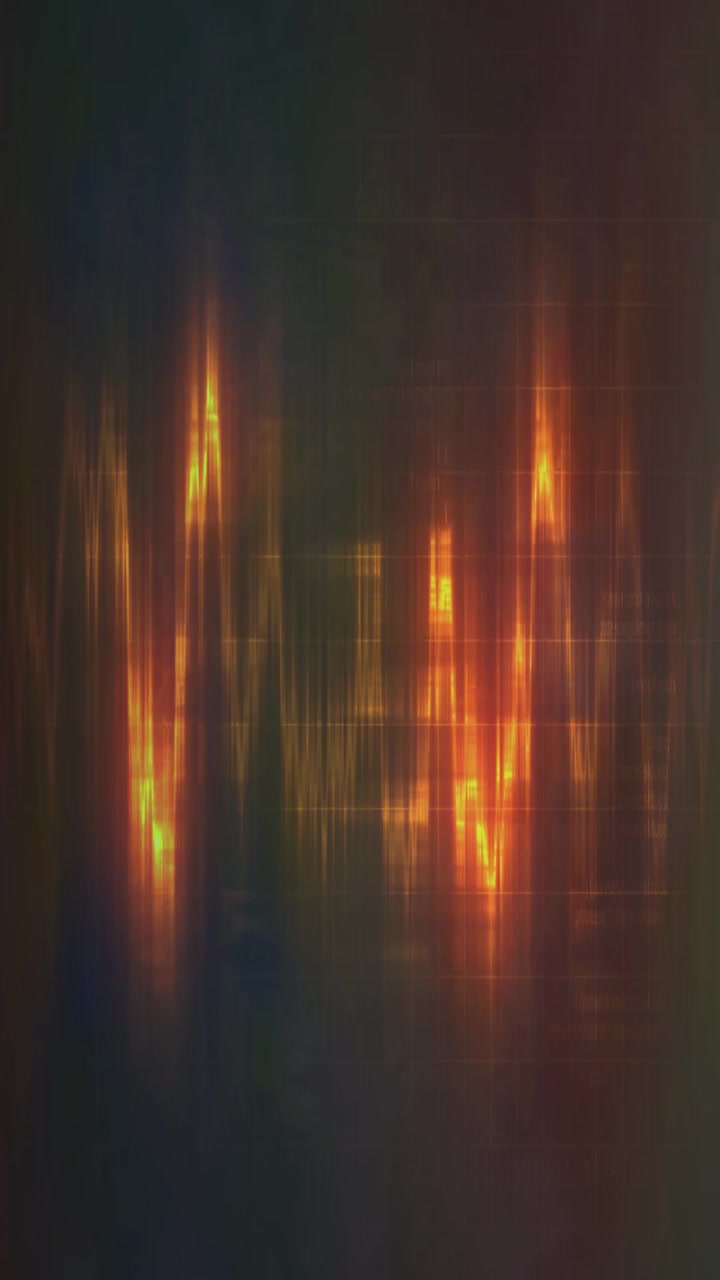 Visualizzazione astratta della forma d'onda audio digitale in toni caldi