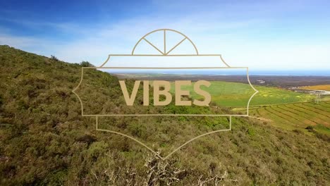 animation of vibes text over landscape