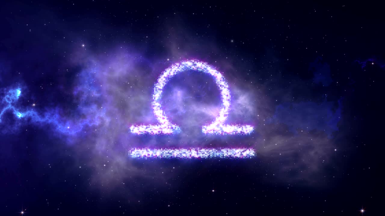 signo del zodiaco libra formándose a partir de las estrellas con fondo espacial