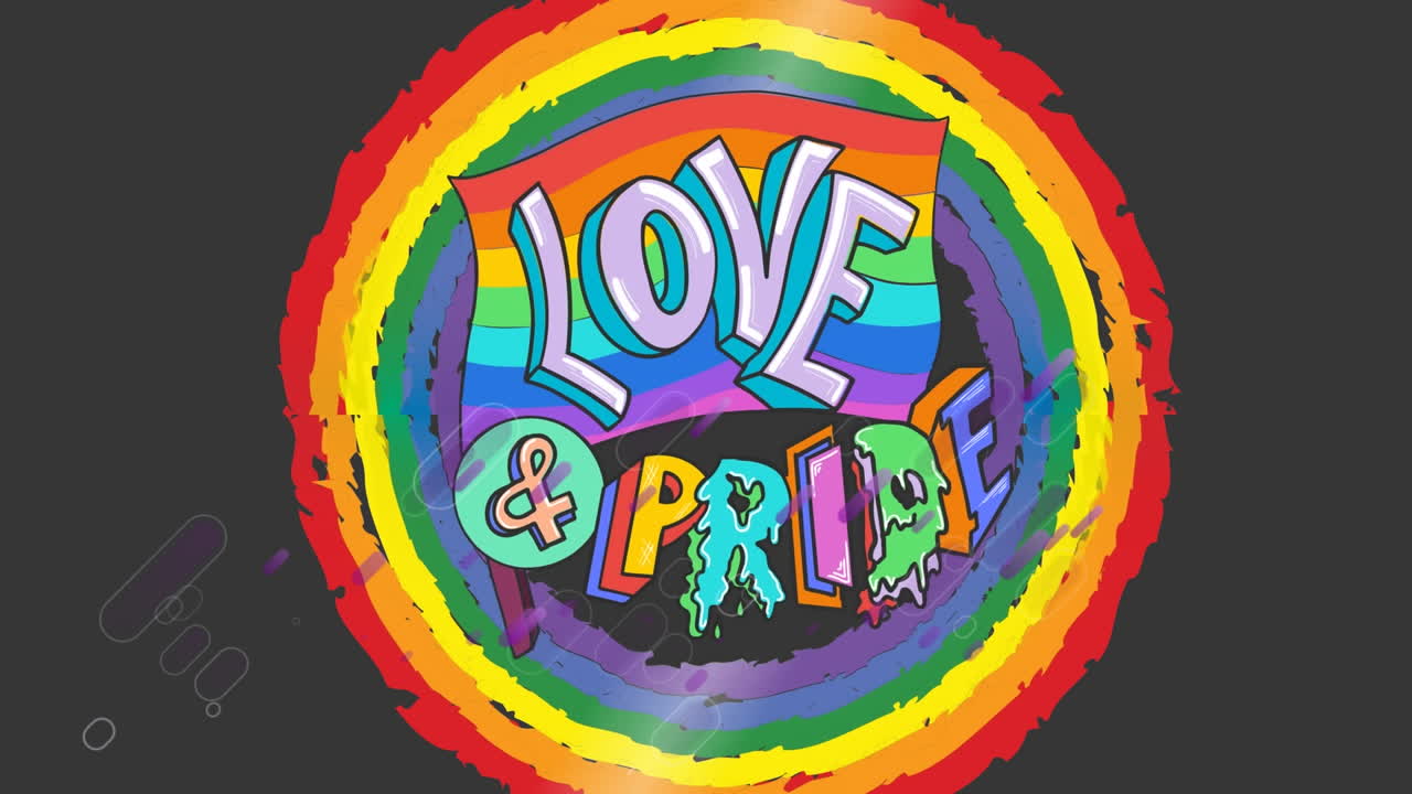 animación de amor y orgullo sobre un fondo negro