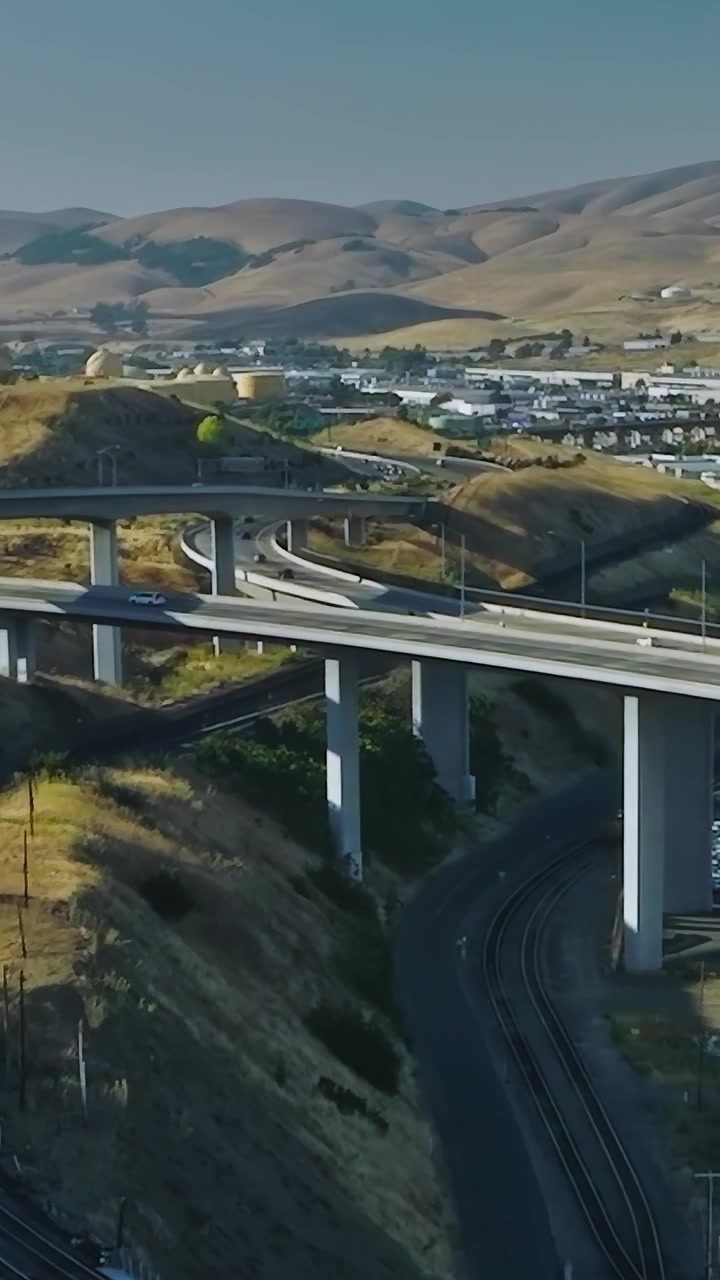 View of highways and industry in California's landscape