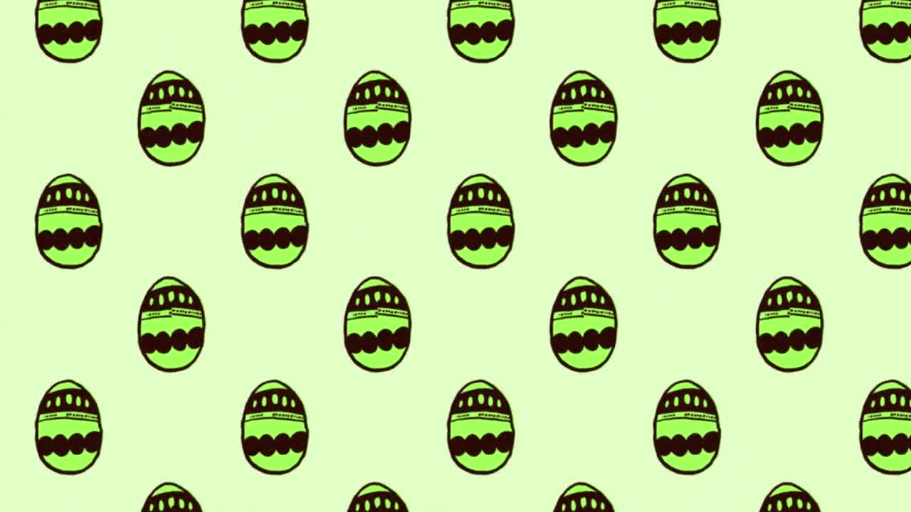 Animation of easter eggs moving over green background