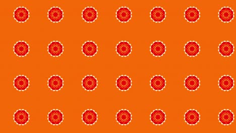 Animación-De-Fondo-Abstracto-Desplazándose-Hacia-La-Derecha,-Flor-Roja-Y-Fondo-Naranja