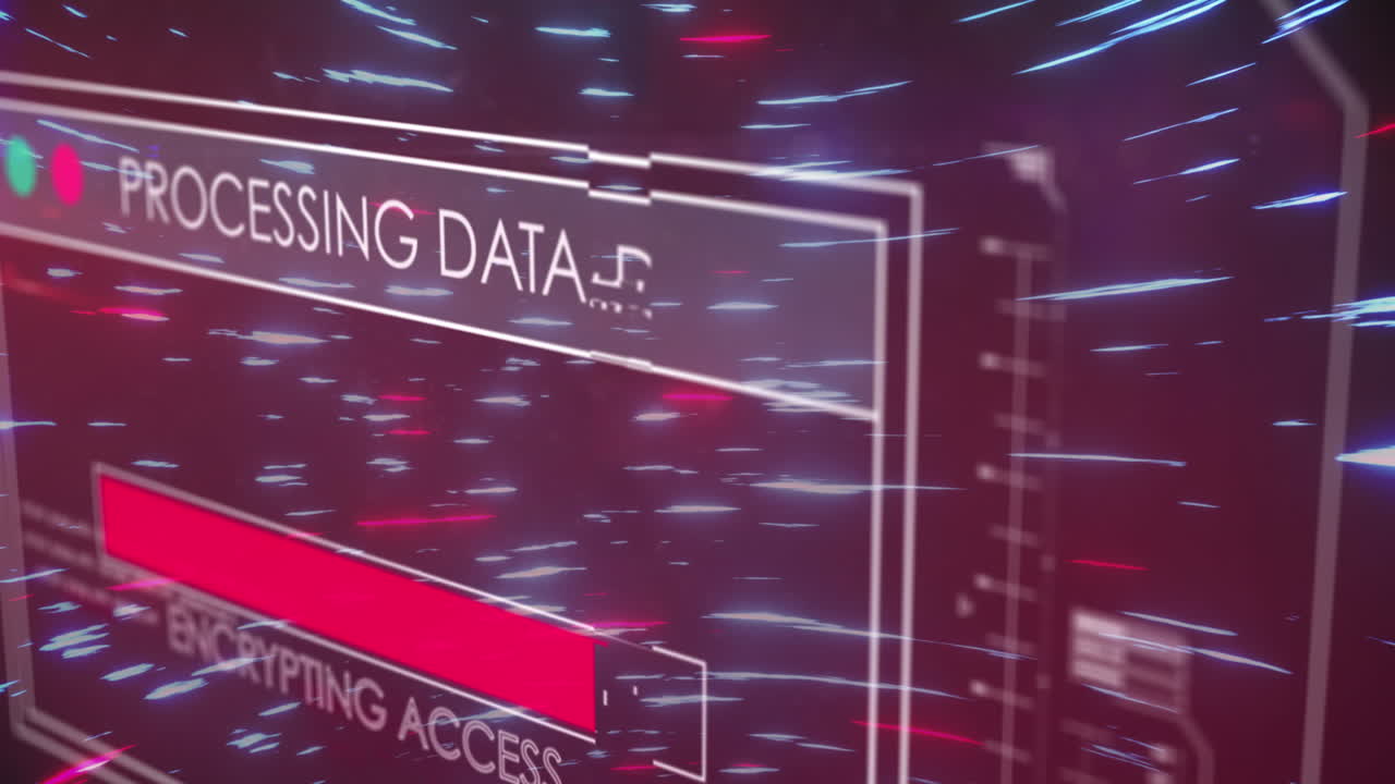 빛의 흔적과 함께 검은 바탕에 데이터 처리의 애니메이션