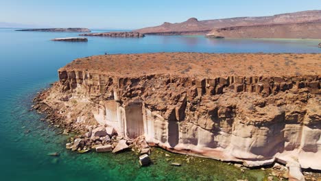 aerial: sea of cortez rocky coastline, west coast of mexico